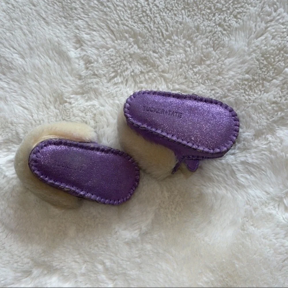 Brand Tucker + Tate genuine shearling with purple and silver sparkles